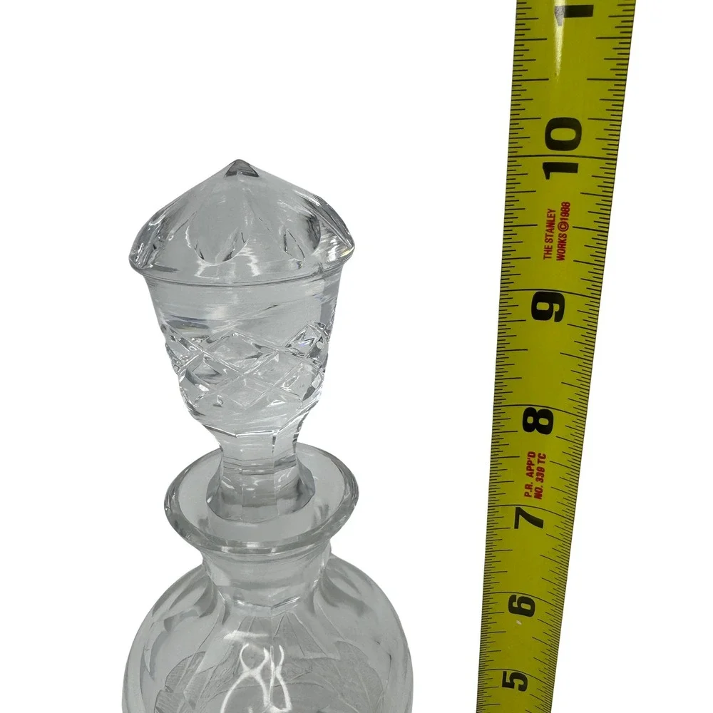 Vintage Cut Glass Crystal Decanter w Stopper‎ 10